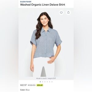 Eileen Fisher Washed Organic Linen Delave Shirt
